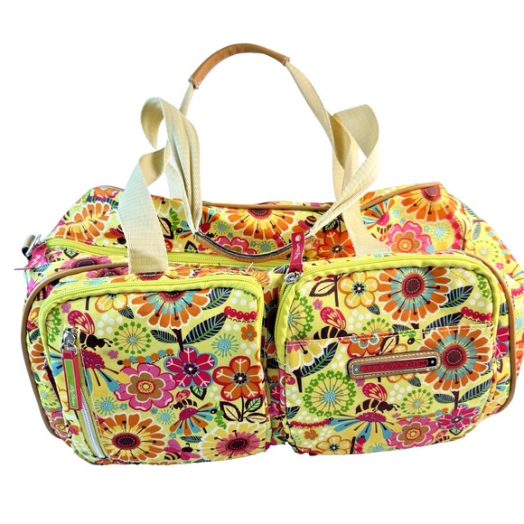Lily Bloom Handbags - Lily Bloom‎ Bright Floral Shoulder Bag Handbag Double Strap Pockets Yellow Green
